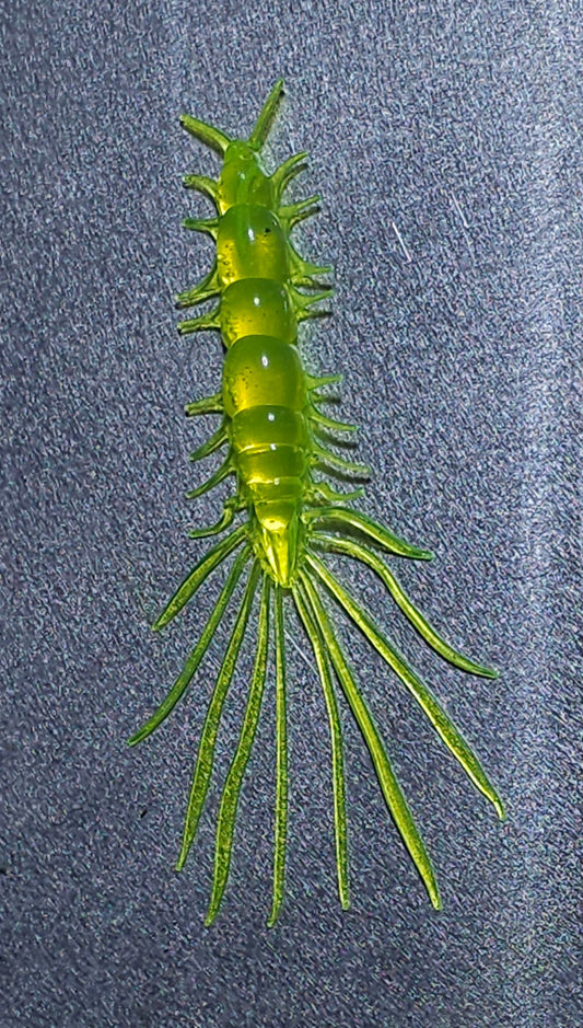 Kumbo Improved Soft Bait 5" Chartreuse Centipede 10 in a pack