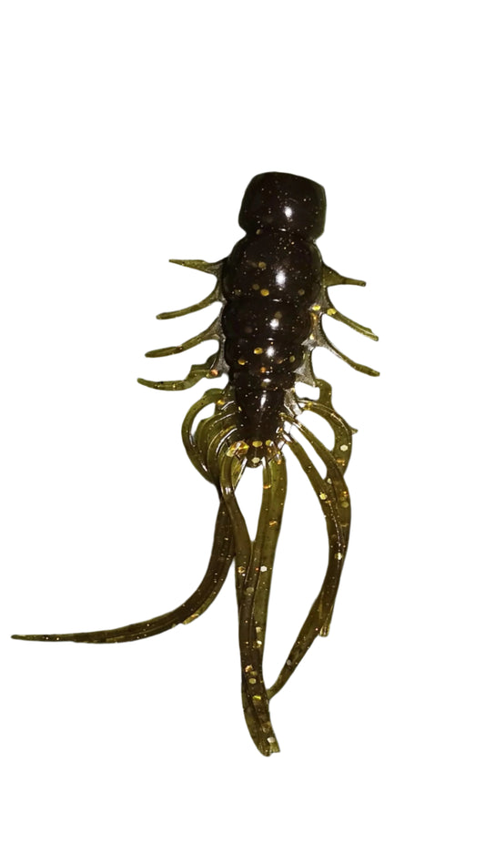 Kumbo Improved Soft Bait 4"  Headless Golden Green Centipede 10 in a pack