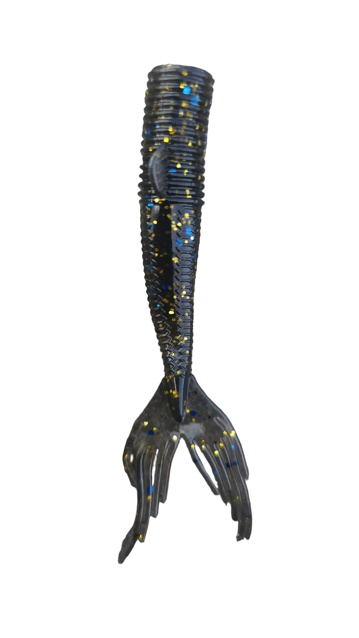 Kumbo 3" Big Mermaid Tail-Soft Plastic Baits (12-Pack)| Smoke Yellow & Blue