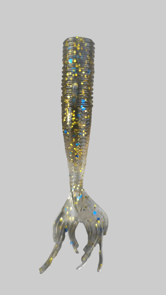Kumbo 3" Big Mermaid Tail-Soft Plastic Baits (12-Pack)| Shad Flash Gold