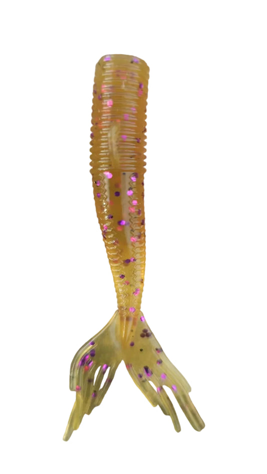 Kumbo 3" Big Mermaid Tail-Soft Plastic Baits (12-Pack)| Amber Purple Flash