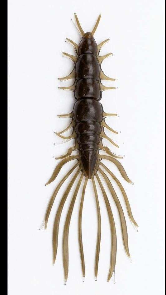 Kumbo Improved Soft Bait 5" Dark Brown Centipede 10 in a pack