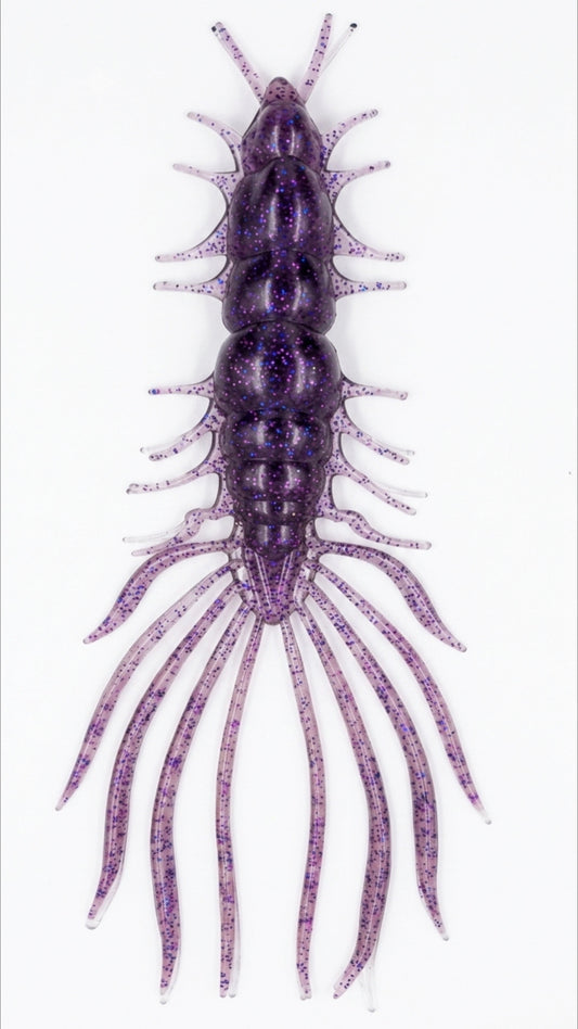 Kumbo Improved Soft Bait 5"  Bright Purple  Centipede 10 in a pack