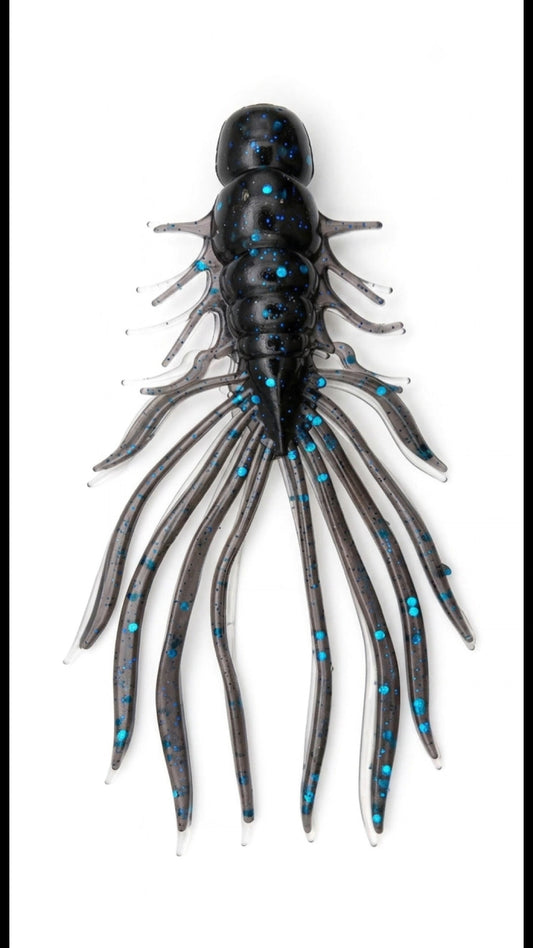 Kumbo Improved Soft Bait 4" Black N Blue  Centipede tail 10 in a pack