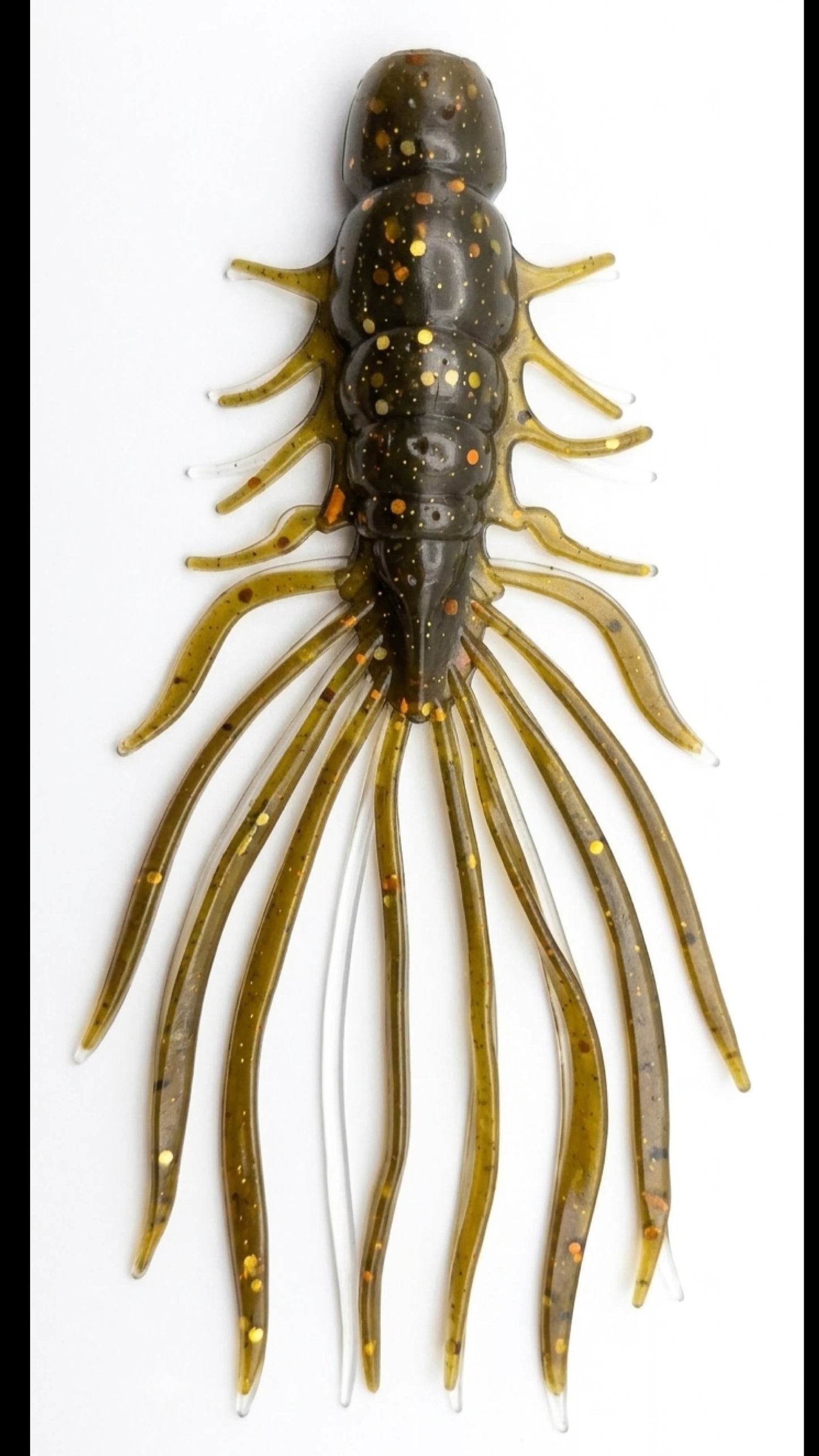Kumbo Improved Soft Bait 4" Golden Green Centipede tail 10 in a pack
